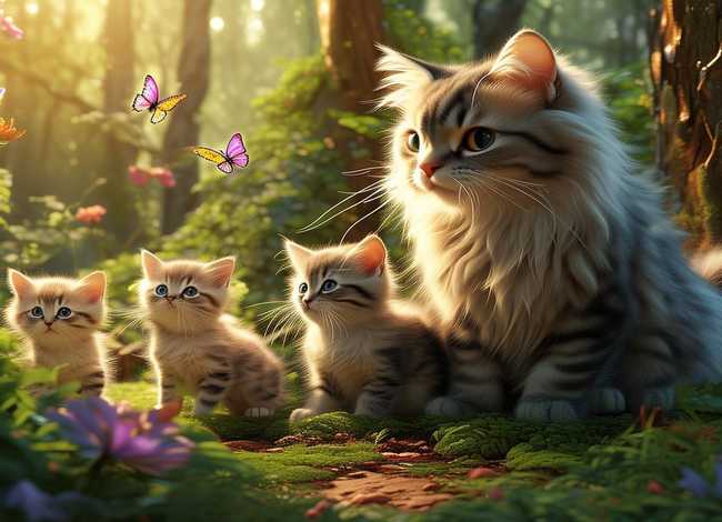 童话故事猫妈妈带小猫长见识、猫妈妈带小猫长见识350字