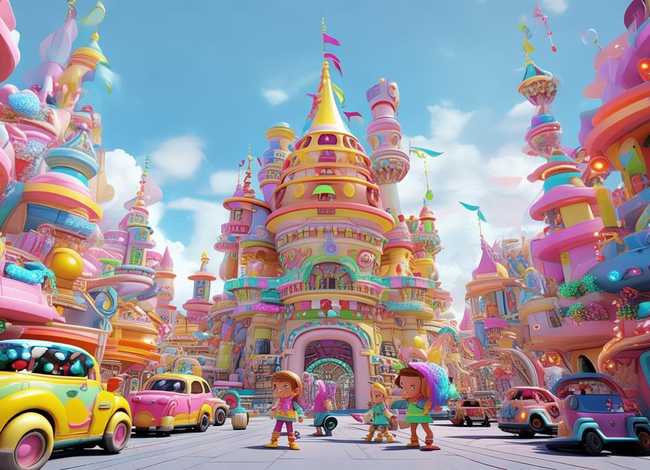 儿童科幻城市 - 科幻城堡儿童画