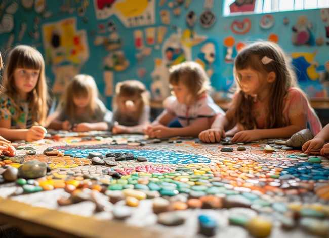 幼儿石头拼画，石头拼贴画幼儿园