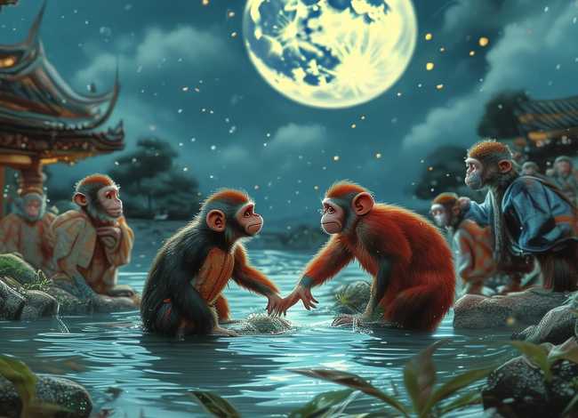 粤语儿童故事猴子捞月视频（猴子捞月寓言故事视频）