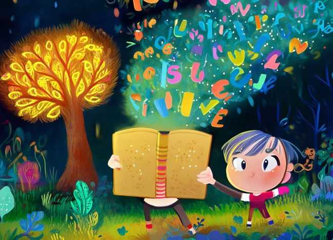 儿童故事插画带字，儿童故事插画配文字