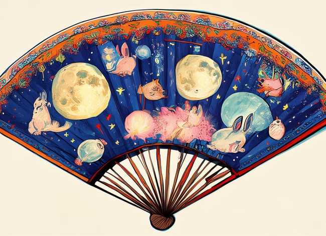 儿童中秋团扇手绘；儿童中秋团扇手绘图片