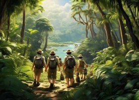 丛林探险插画、丛林探险插画图片