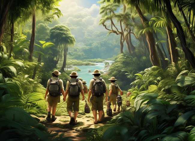 丛林探险插画、丛林探险插画图片