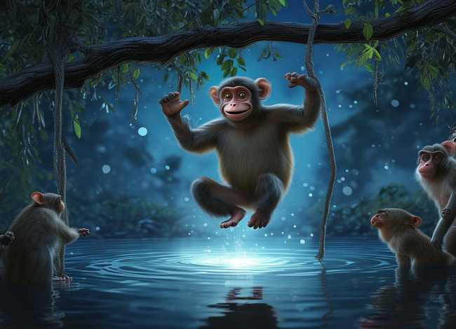 儿童故事大全猴子捞月，睡前故事幼儿故事大全猴子捞月亮