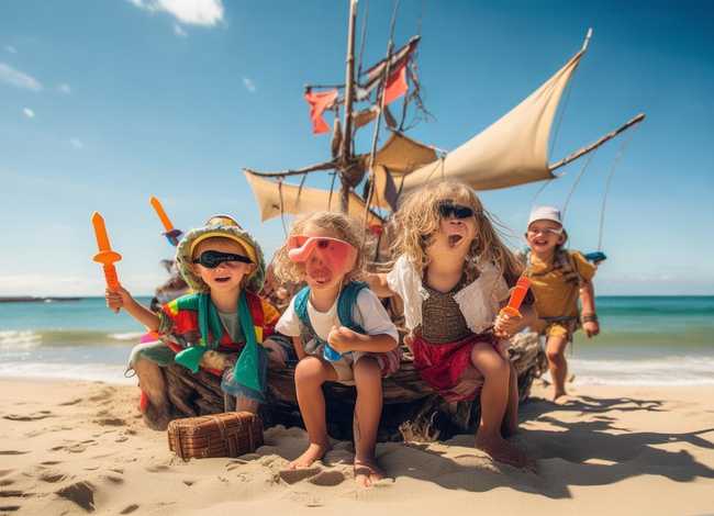 儿童海盗故事、幼儿故事海盗和小朋友