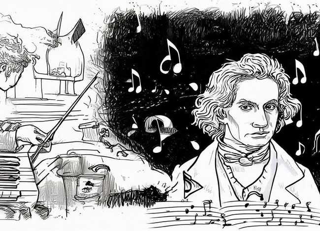 贝多芬的故事手抄报黑白模板，贝多芬的音乐故事手抄报