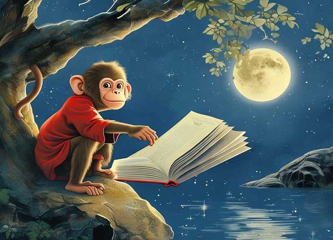 猴子捞月故事书；猴子捞月故事书签