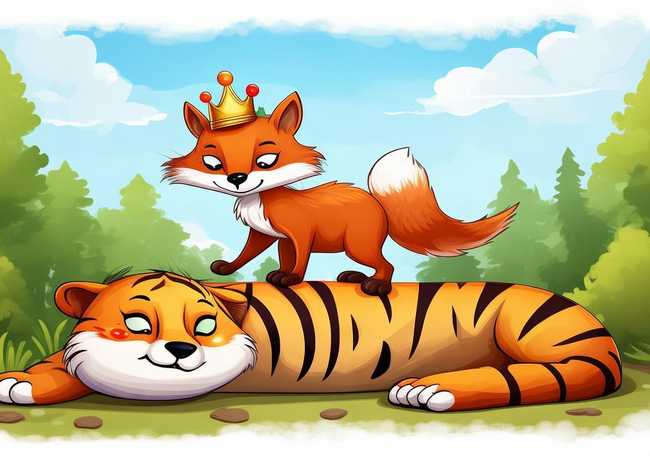 狐假虎威成语故事儿童版简笔画（成语故事虎假狐威的简笔画）