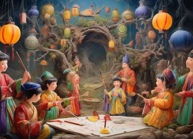 传统文化神话故事儿童绘画（传统文化的儿童画）