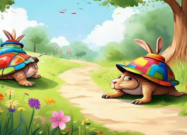 儿童绘本故事在线听龟兔赛跑；龟兔赛跑故事绘本十张