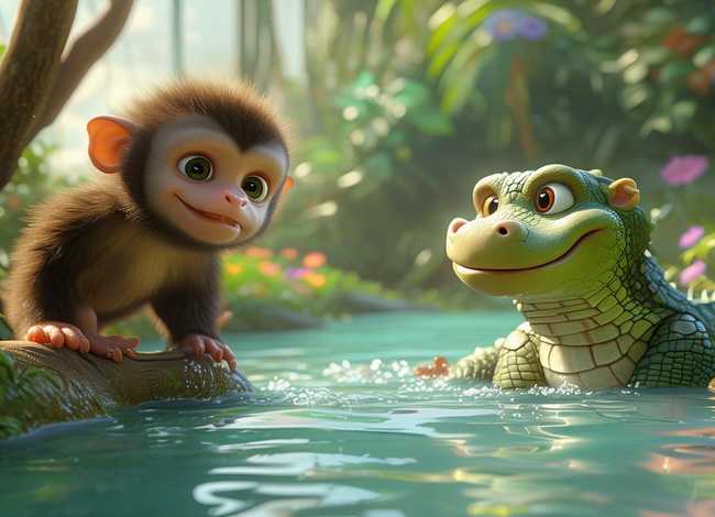 儿童故事鳄鱼和猴子，幼儿故事鳄鱼和猴子