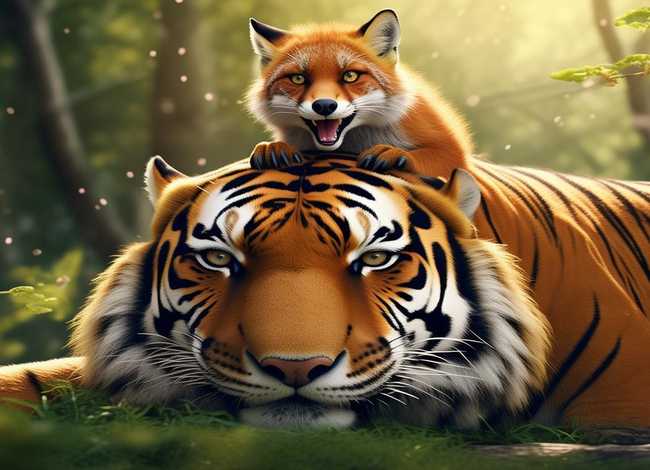 狐假虎威儿童画 - 狐假虎威儿童画图片 狐假虎威儿童画 - 狐假虎威儿童画图片