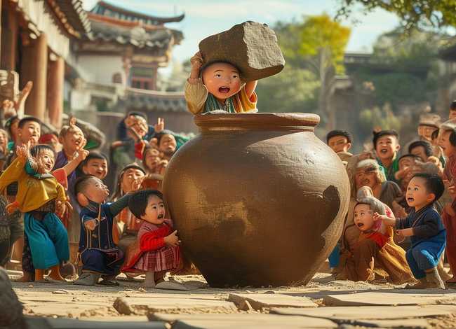 司马光砸缸儿童故事表演；司马光砸缸少儿故事表演