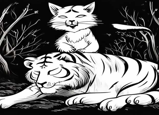 狐假虎威成语故事简笔画 成语故事狐假虎威简笔画图片