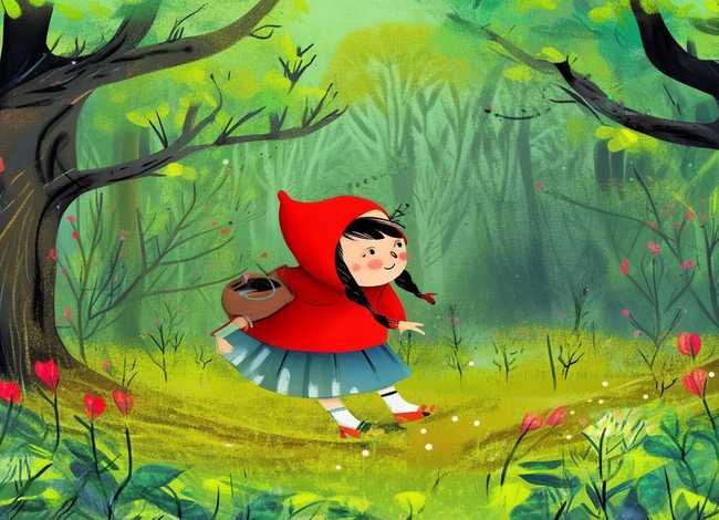 儿童绘本故事带图片简笔画 - 小红帽绘本故事简笔画图片