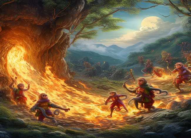 绘本西游记火烧盘丝洞儿童故事，西游记火烧盘丝洞的故事