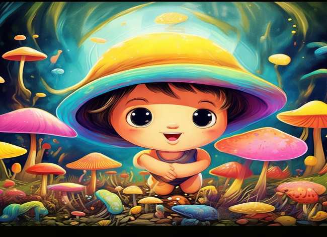 蘑菇儿童画图片；蘑菇儿童绘画图片