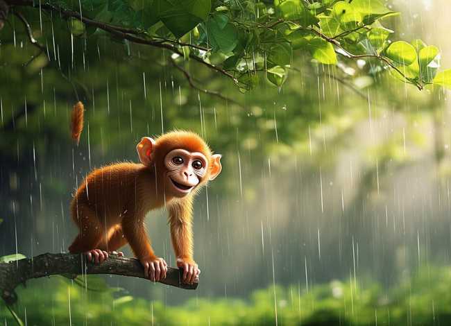 小猴躲雨故事 小猴躲雨故事图片