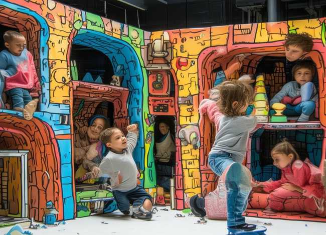 儿童革命地道战矢量图