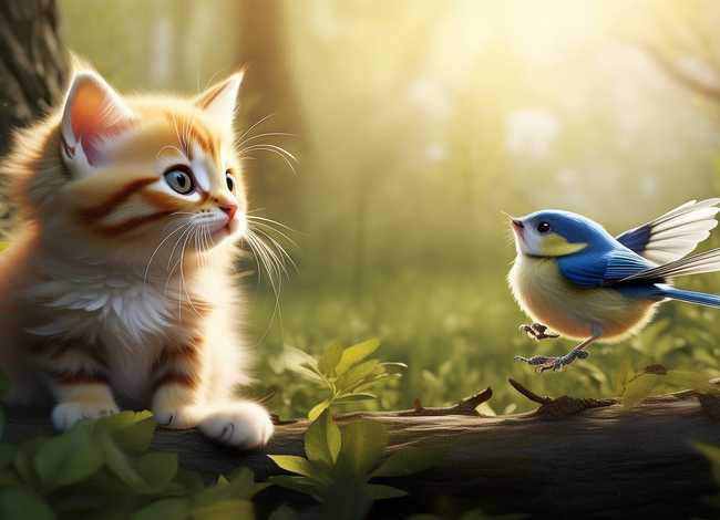 小猫咪的故事 - 山雀和小猫咪的故事
