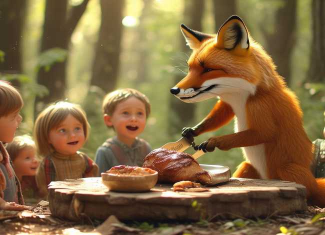 狐狸分肉儿童经典故事、幼儿故事狐狸分肉教案