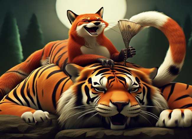 狐假虎威成语故事插图画，狐假虎威的成语故事视频动画片