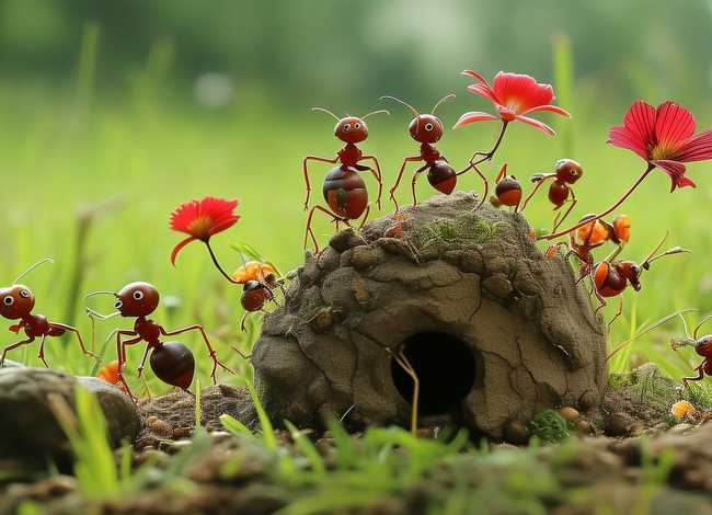 儿童画蚂蚁的家，儿童画蚂蚁的一家