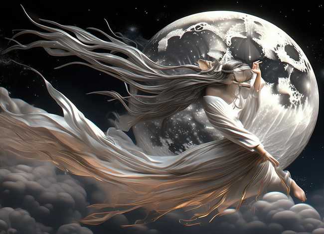 神话故事嫦娥奔月人物立体画、神话故事嫦娥奔月人物立体画图片
