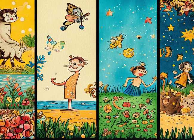 绘本简笔画故事集4张，简笔画绘本小故事4张