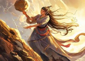 女娲补天插画彩绘连环画，女娲补天手绘连环画