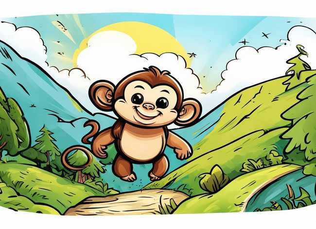 儿童故事小猴子下山线描画 - 小猴子下山故事简笔画