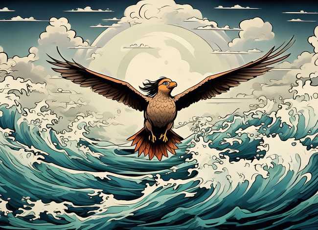 神话故事简笔画精卫填海、中国神话故事精卫填海简笔画