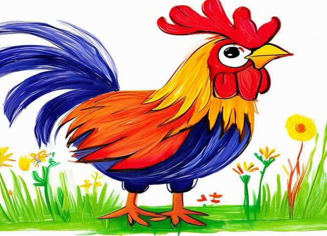 公鸡的儿童画 - 儿童画公鸡的简单画法
