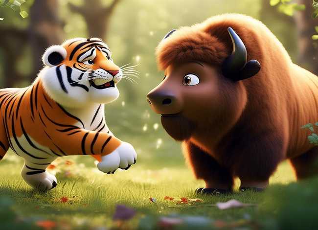 儿童故事之老虎和野牛、老虎和野牛的故事视频