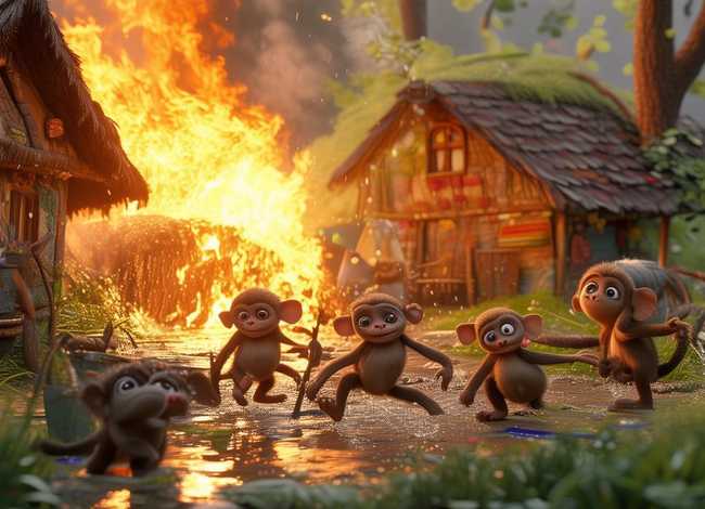 儿童故事大全猴子家着火了；幼儿猴子故事大全
