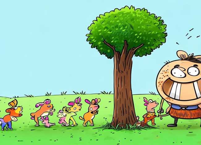 儿童寓言故事守株待兔连环画；守株待兔寓言故事图片 连环画