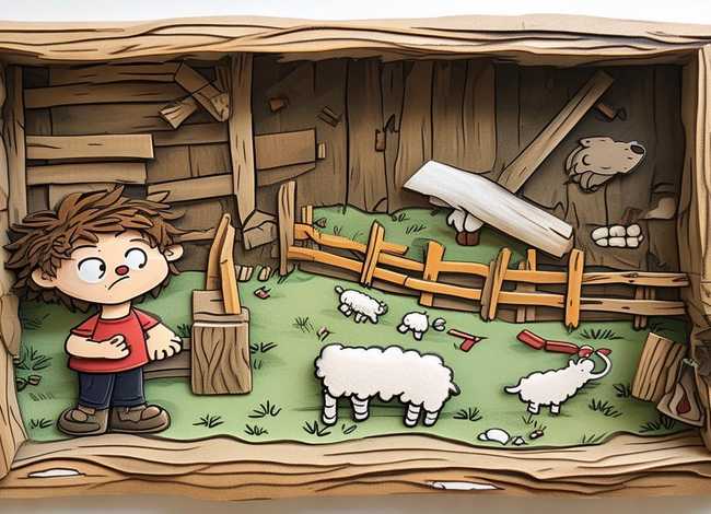 寓言故事亡羊补牢的立体手工画（寓言故事亡羊补牢手抄报简笔画）