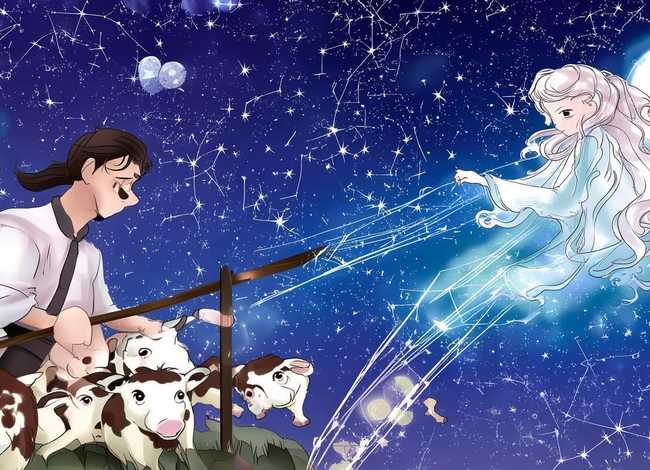 神话故事儿童画牛郎织女；中国神话故事牛郎织女的手抄报