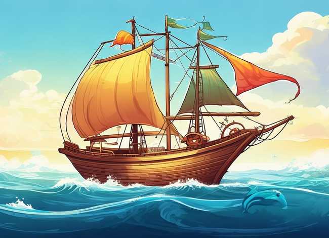 海上航行的儿童故事 海上航船儿童插图