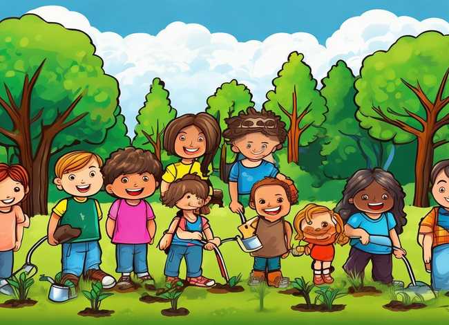 植树节儿童画图片；植树节儿童画作品绘画图片