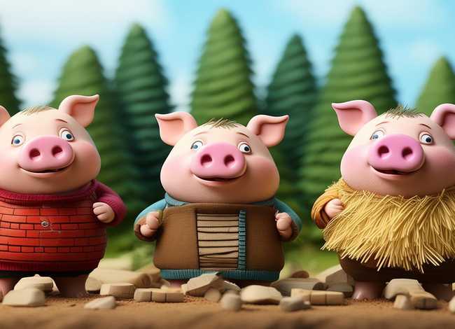 儿童故事三只小猪ppt免费下载；少儿故事三只小猪