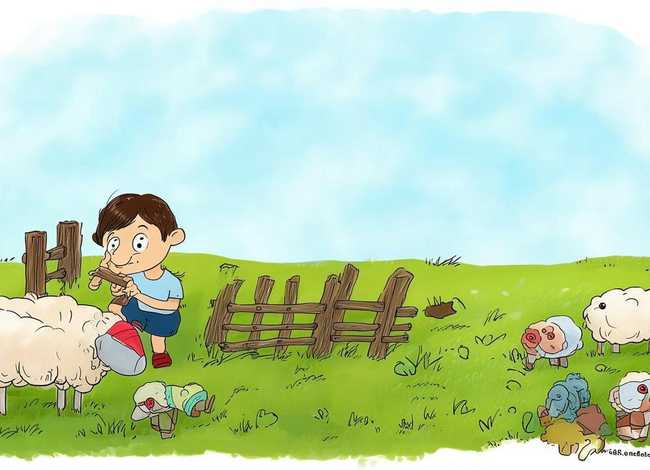 寓言故事儿童画亡羊补牢 亡羊补牢寓言故事绘本的画