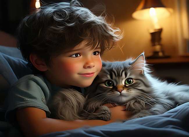 儿童睡前故事猫与少年（少年与猫的故事）