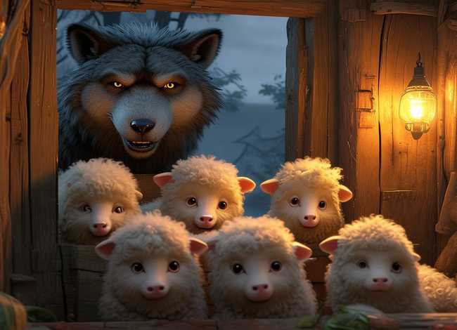 儿童睡前故事狼和7只小羊的故事、狼和七只小羊的故事视频睡前故事