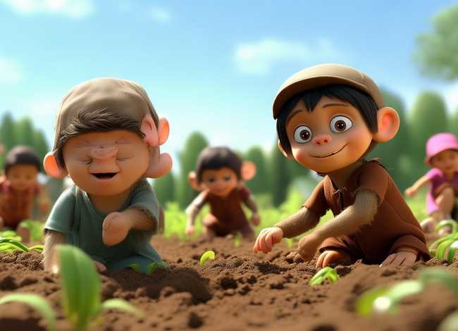 猴哥猴弟种玉米儿童故事、幼儿故事猴哥猴弟种玉米