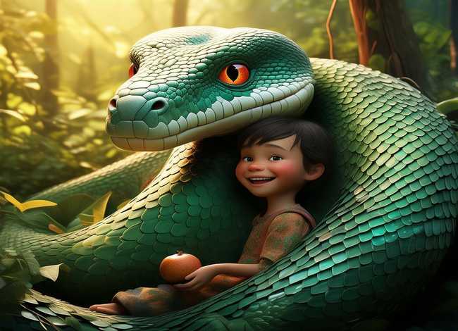 儿童故事报恩的蟒蛇 - 蟒蛇报恩的故事3