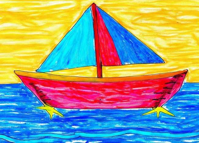 三年级儿童画，三年级儿童画帆船