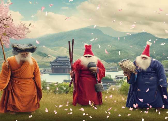 三个和尚故事ppt图片 - 三个和尚ppt背景图