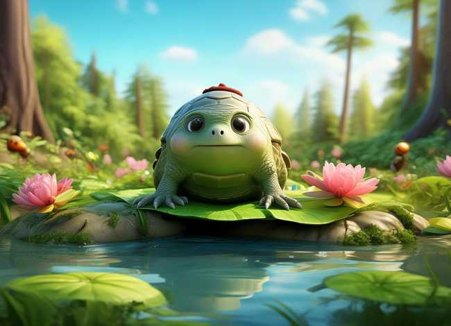 聪明的小乌龟儿童故事图片；聪明的小乌龟故事图文